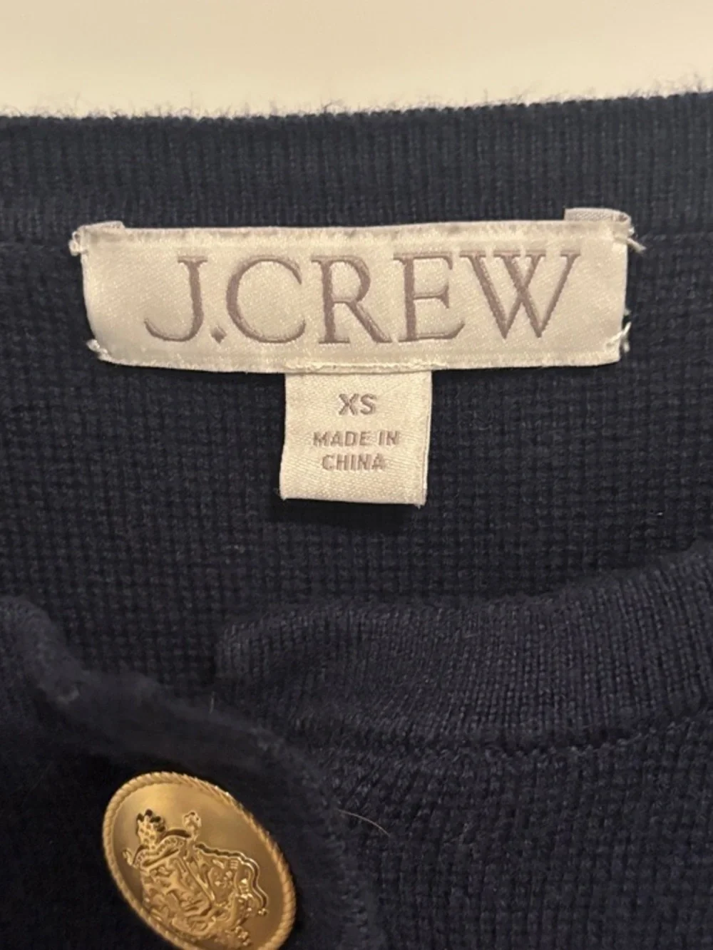 J. Crew Navy Knit Long Cardigan Dress with Gold Buttons
